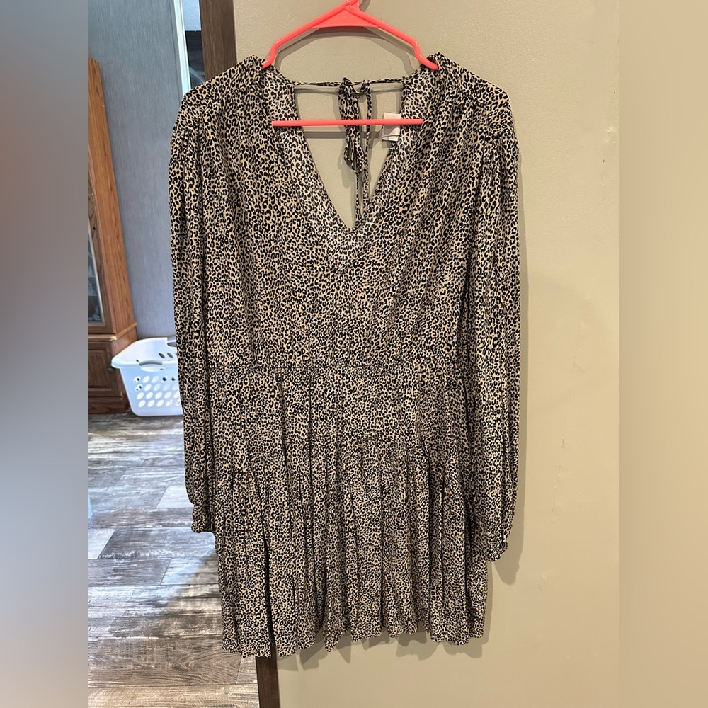 Cheetah print Long Sleeve Dress